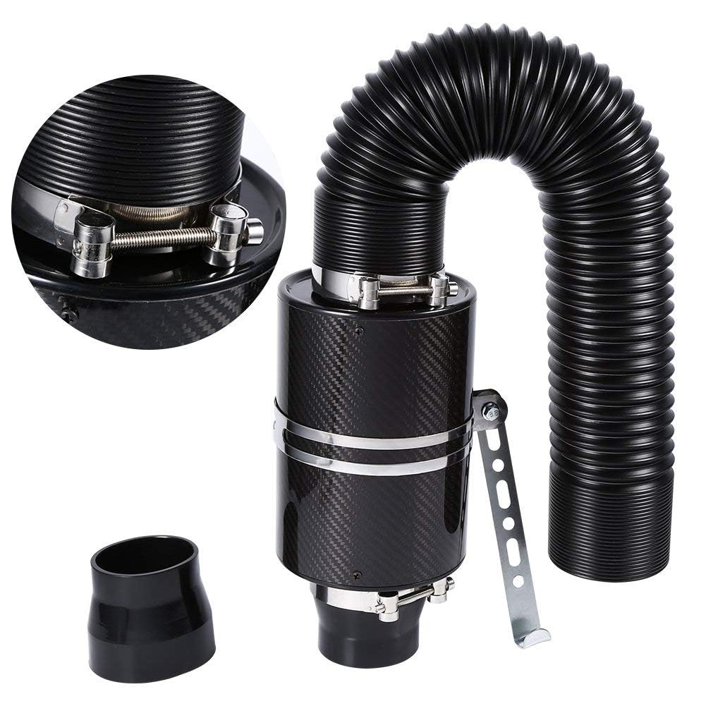 Kit di aspirazione aria fredda, filtro dell'aria sportiva per auto, set di filtro ad aria fredda in fibra di carbonio per auto, 7,6 cm, filtro ad aria in fibra di carbonio, kit di alimentazione con