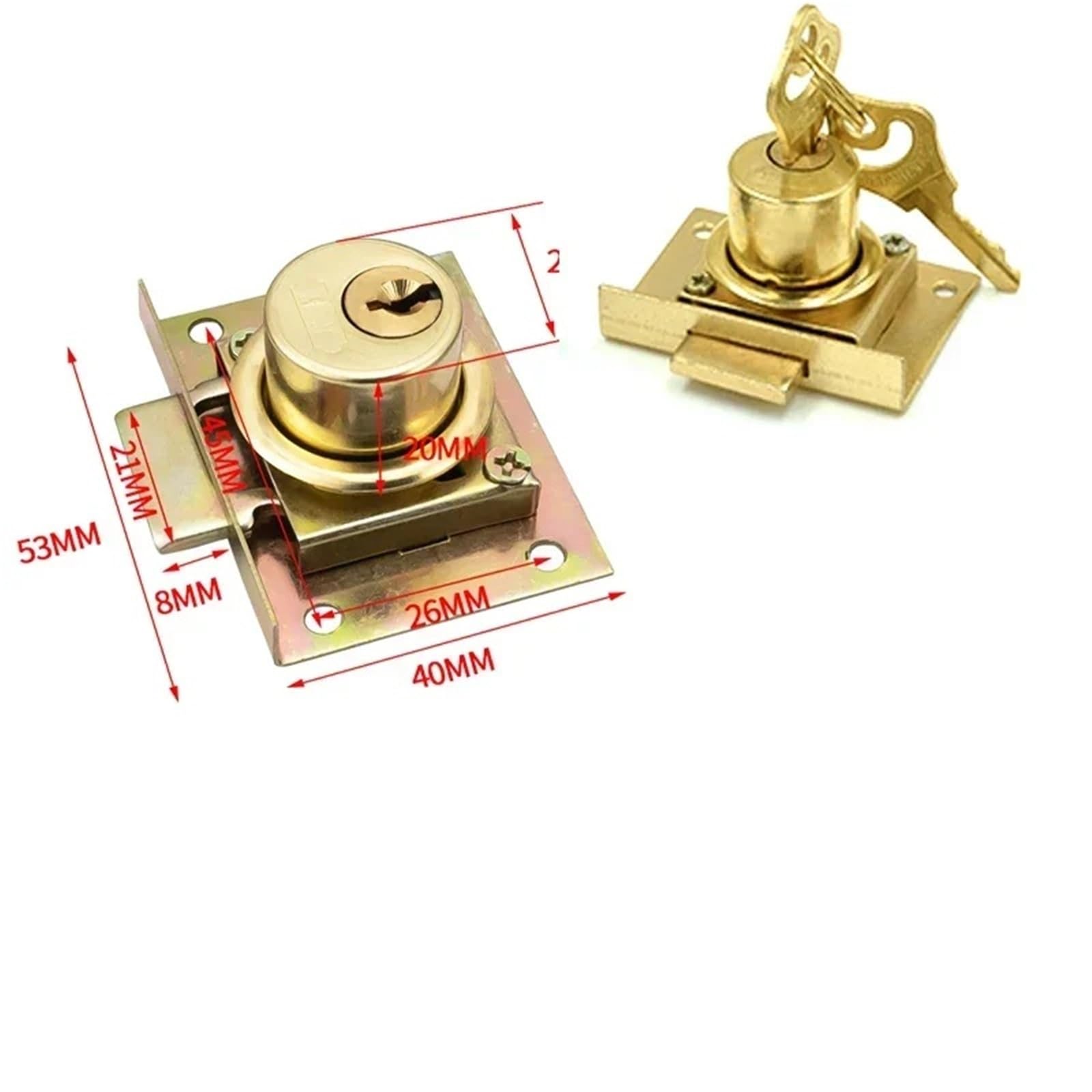 Zamek do szuflady, 22 mm, 16 mm, do domu, szafy, na biurko, do szkoły, szuflady, biura, szafy, szafy na ubrania, drzwi, mebli, hadrware MX08, 1 sztuka (22 mm, złote różnice kluczy)