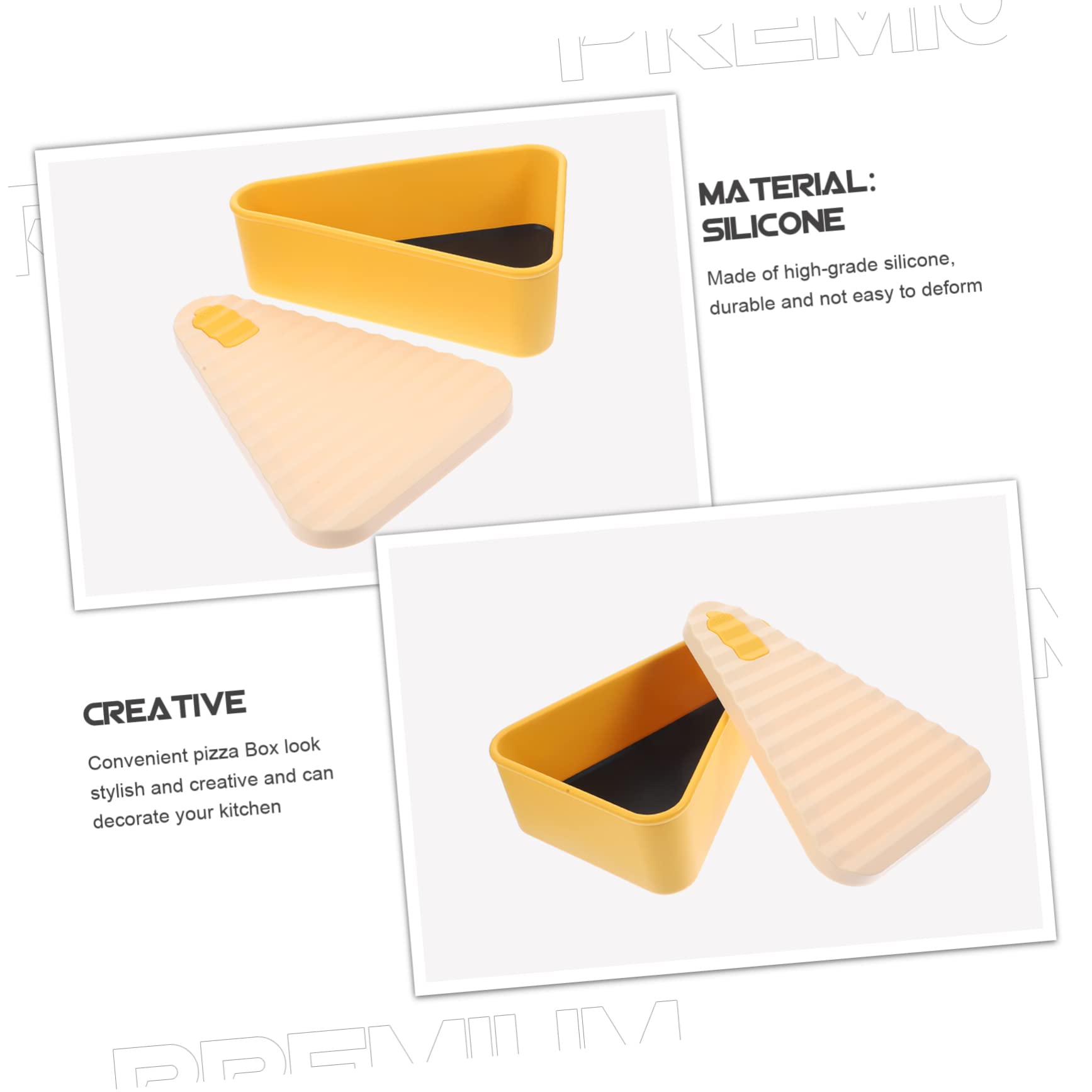 Cabilock Boîte À Pizza Boîte À Pizza Conteneur De Stockage De Pizza Avec Couvercles - Récipient Alimentaire Triangle En Silicone Réutilisable Pour Les Restes - Valise Portable Gain De