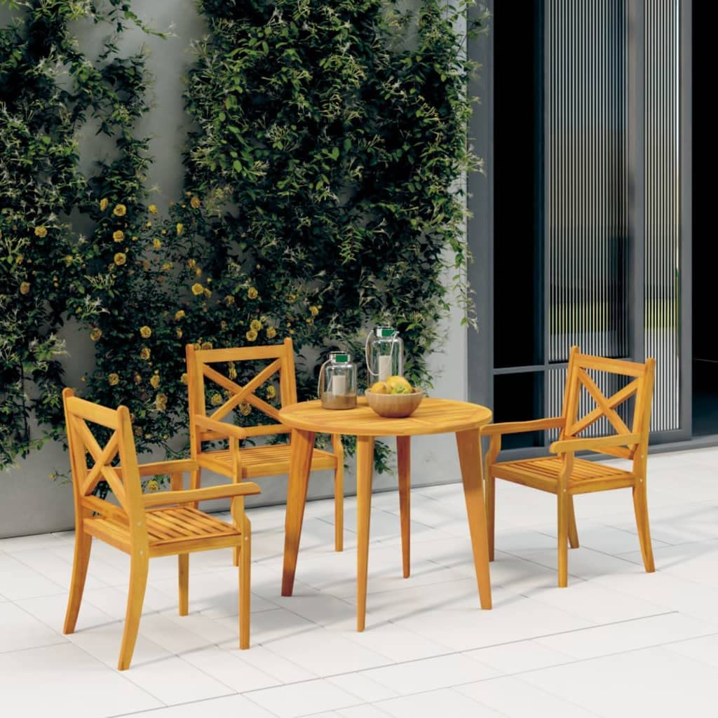 Chaises de jardin en acacia lot de 3 pour petit balcon moderne