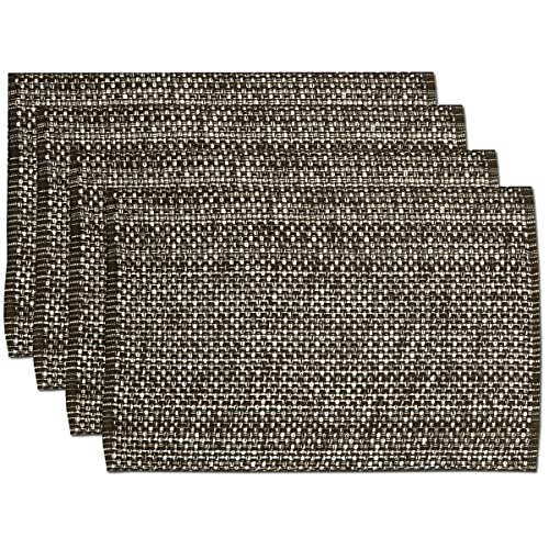 Sweet Home Collection 100% Cotton Placemats for Dining Room Rectangle Two Tone Woven Fabric 13" x 19" Soft Durable Table Mat Set, Set of 4, Chocolate