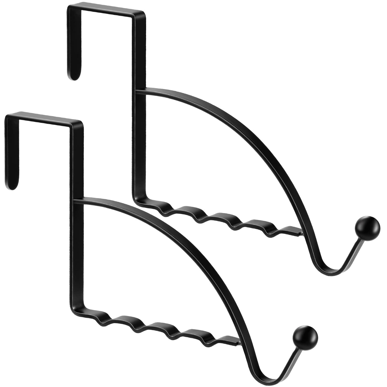 Hotop 2 Pcs Metal Over The Door Hooks, Clothes Hanger, Black
