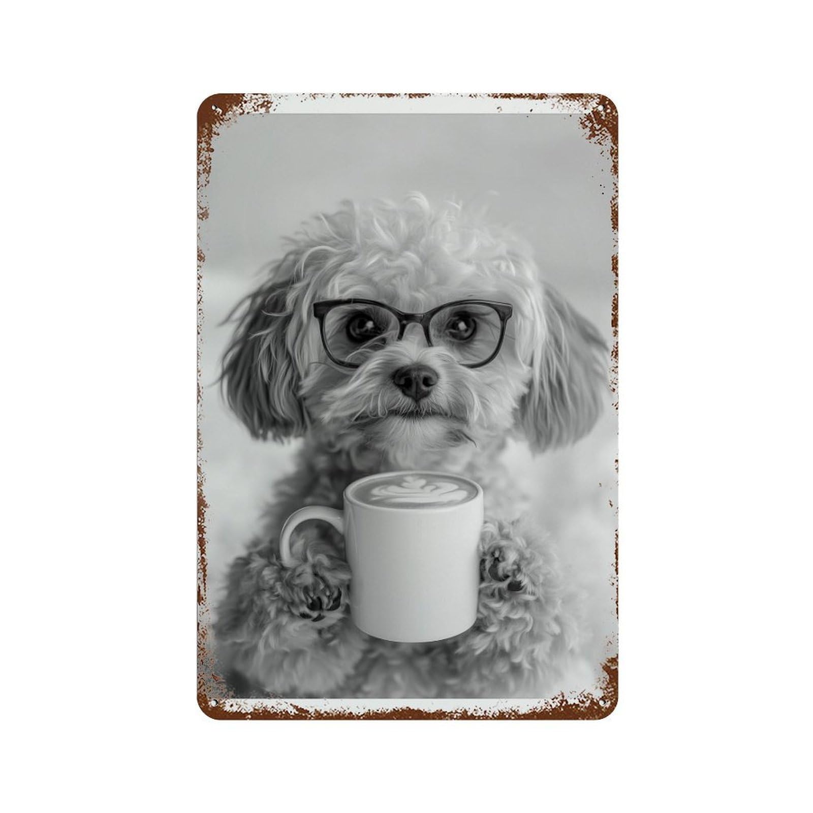 xiaoxiaoshen Maltipoo Coffee Bar Decor, Funny Dog Wall Decor Art Metal Tin Poster Modern Home Decor Art Home Bar Shop Decorations Vintage Sign 30x20cm