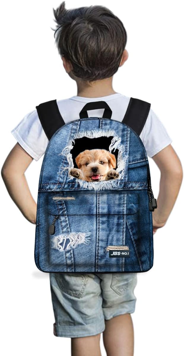 Cute Dogs Backpack for Teen Girls Boys,Canvas Dogs Animals BookBags for School (dog1)