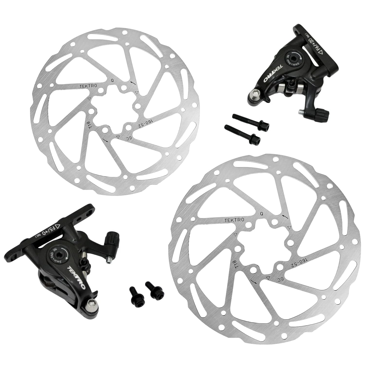 TEKTRO MD-C550 - Juego de frenos de disco mecánicos de montaje plano para carretera (rotores de 160 mm, delantero y trasero, MH1849)