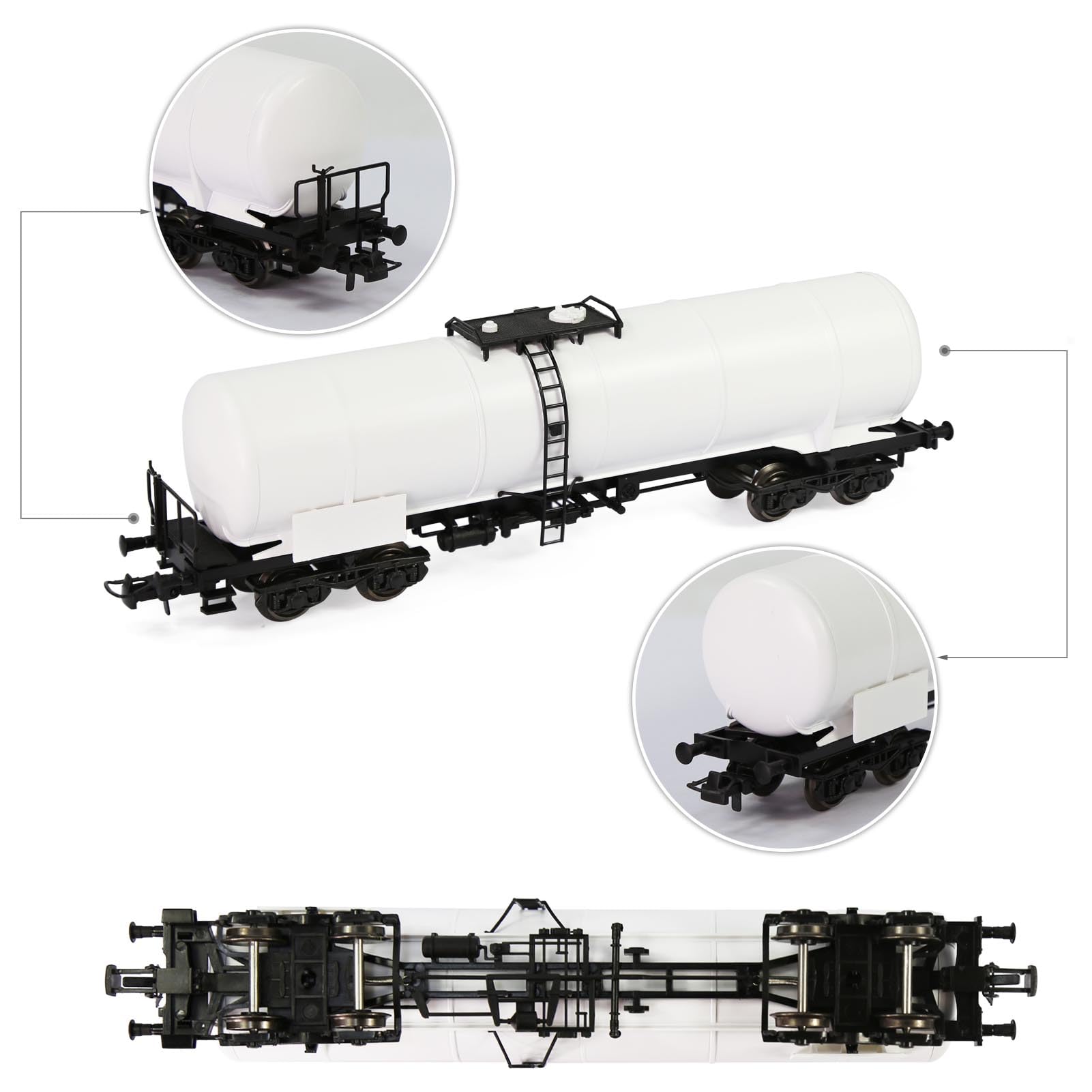 Evemodel 1 pièce Modèle Trace H0 1:87 Camion à chaudière Train Camion réservoir d'huile avec roues en métal DC (blanc), C8768