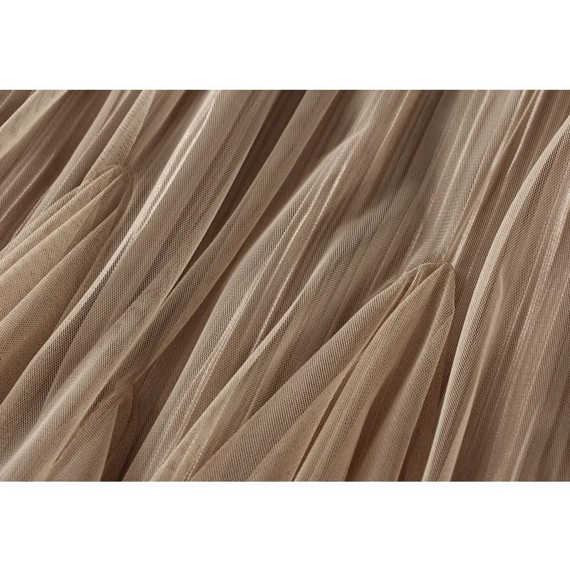 Reversible Women Tulle Long Skirt Vintage Casual Big Hem A Line High Waist Midi Mesh Skirt4