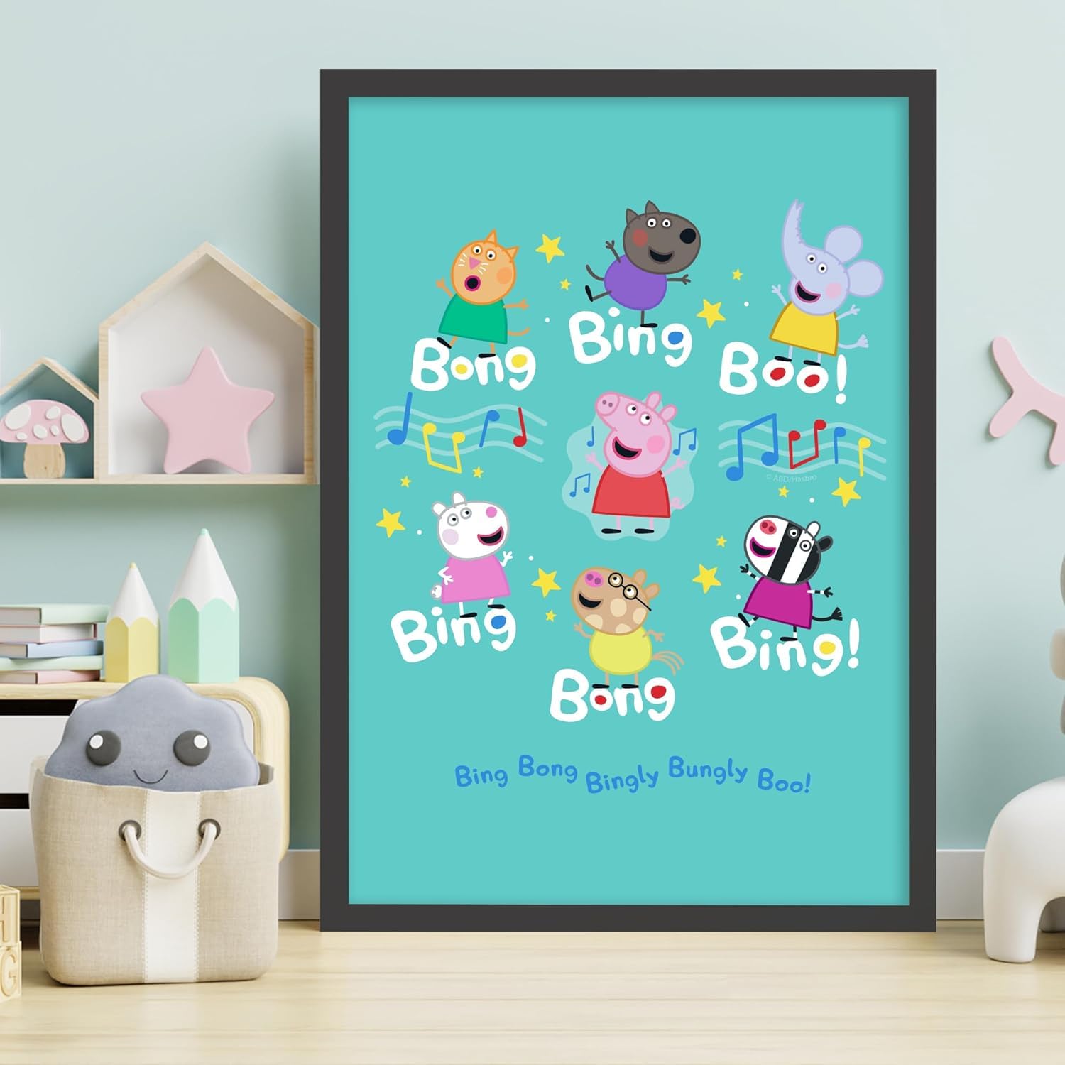 Themed Peppa Pig Print - Peppa and Friends Music Bing Bong Poster Wall Art (29.7cm x 42cm - A3)