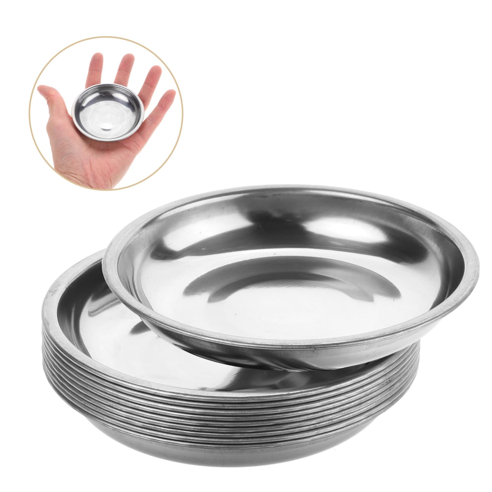 CONGARTENO 10pcs Small Plate Appetizer Tray Vinegar Plate Dip Chiller Bowl Dipping Sauce Bowls Dip Serving Dish Appetizer Serving Dish Pinch Bowls Small Serving Platter Stainless Steel