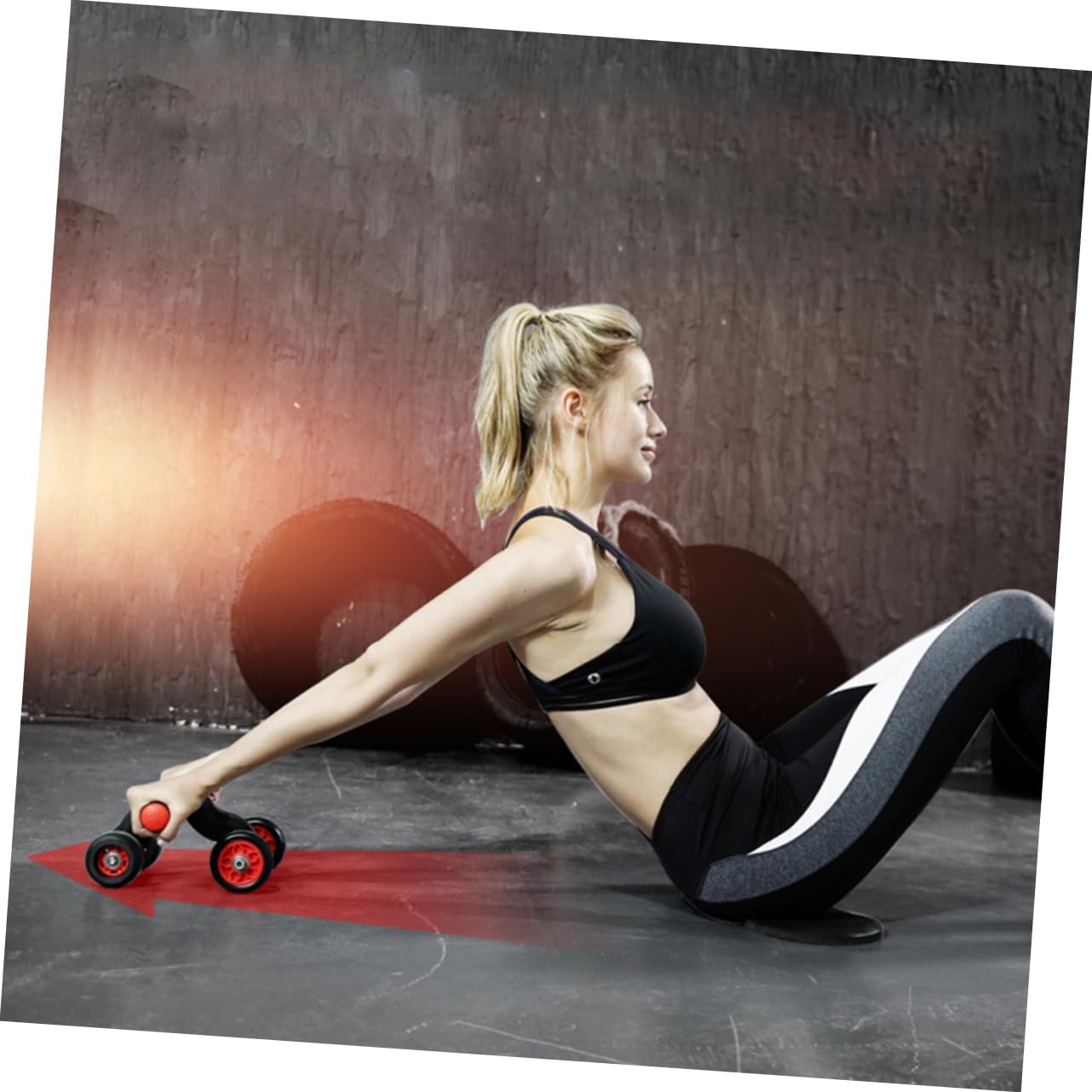 1PC Automatic Rebound Abdominal Roller with Knee Mat Mute Fitness Device for Core Strengthening Home Use Equipment for and Muscle