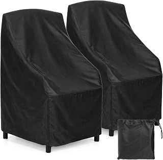 Stackable Patio Chair Covers Waterproof 2 Pack 210D Lawn Patio Outdoor