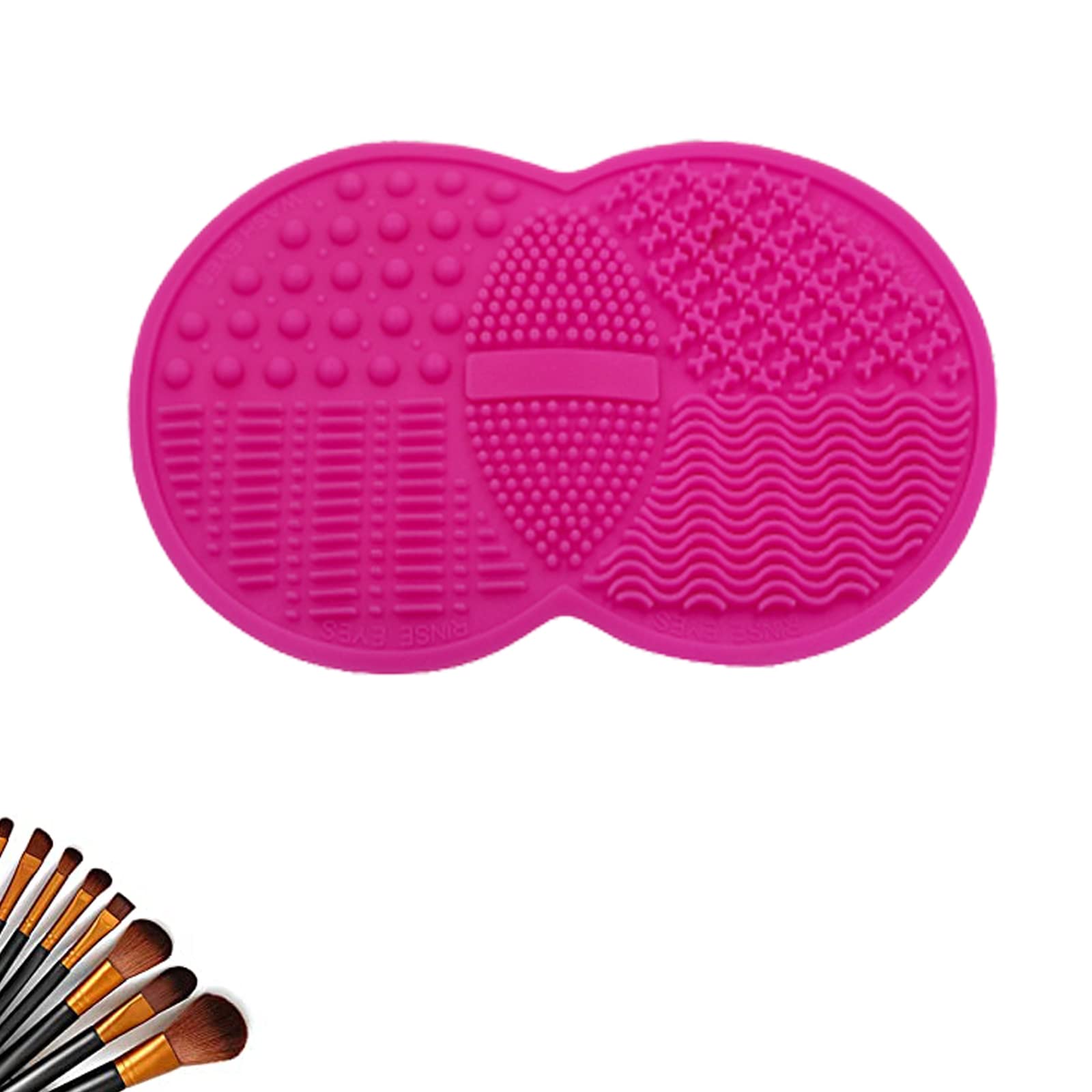 Makeup Brush Cleaning Mat Large Cosmetic Brushes Cleaner Mat with 5 Textures Silicone Makeup Brush Cleaner Pad with Suction Cup for Makeup Brushes