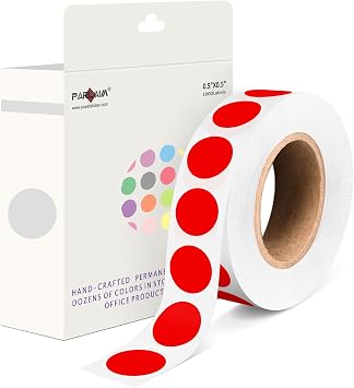 1000 Pack 0.5 inch Diameter Round Dot Stickers, Red Color Circle Labels | Vibrant In Color, Stick Well Dot Stickers 1/2 Inch Small Circle Stickers For Inventory Price Stickers, Easy To Peel