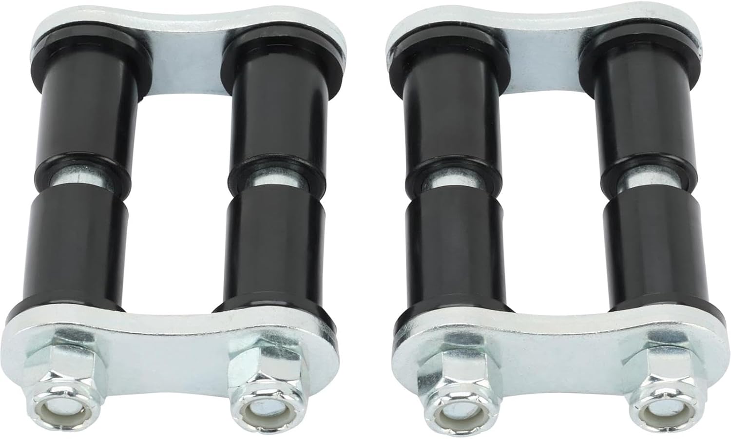 Speedway Motors 2-1/4 Inch Wide Nylon Leaf Spring Shackle Kit, Plain Zinc Finish Steel Shackles with 1-1/2 Inch Center Spacing and 3/4 Inch Nylon Bushings, Pair