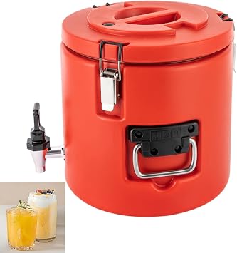 Insulated Beverage Dispenser/Server , Portable Iced Beverage Dispensers 15 Liter3.9gal Drink Dispenser with Faucet for Hot Tea & Coffee, Cold Milk, Red