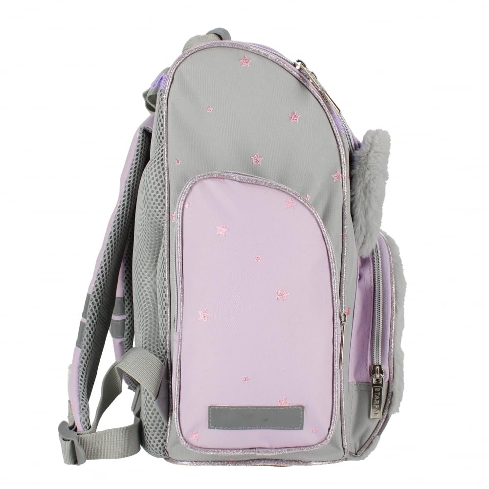 Goldkids - Schulranzen für Madchen, 4er-Set - Schul-Rucksack für Kinder mit Federmäppchen - Schuhbeutel und Hausaufgabenheft - Kaninchen Motiv - 1-3 Klasse