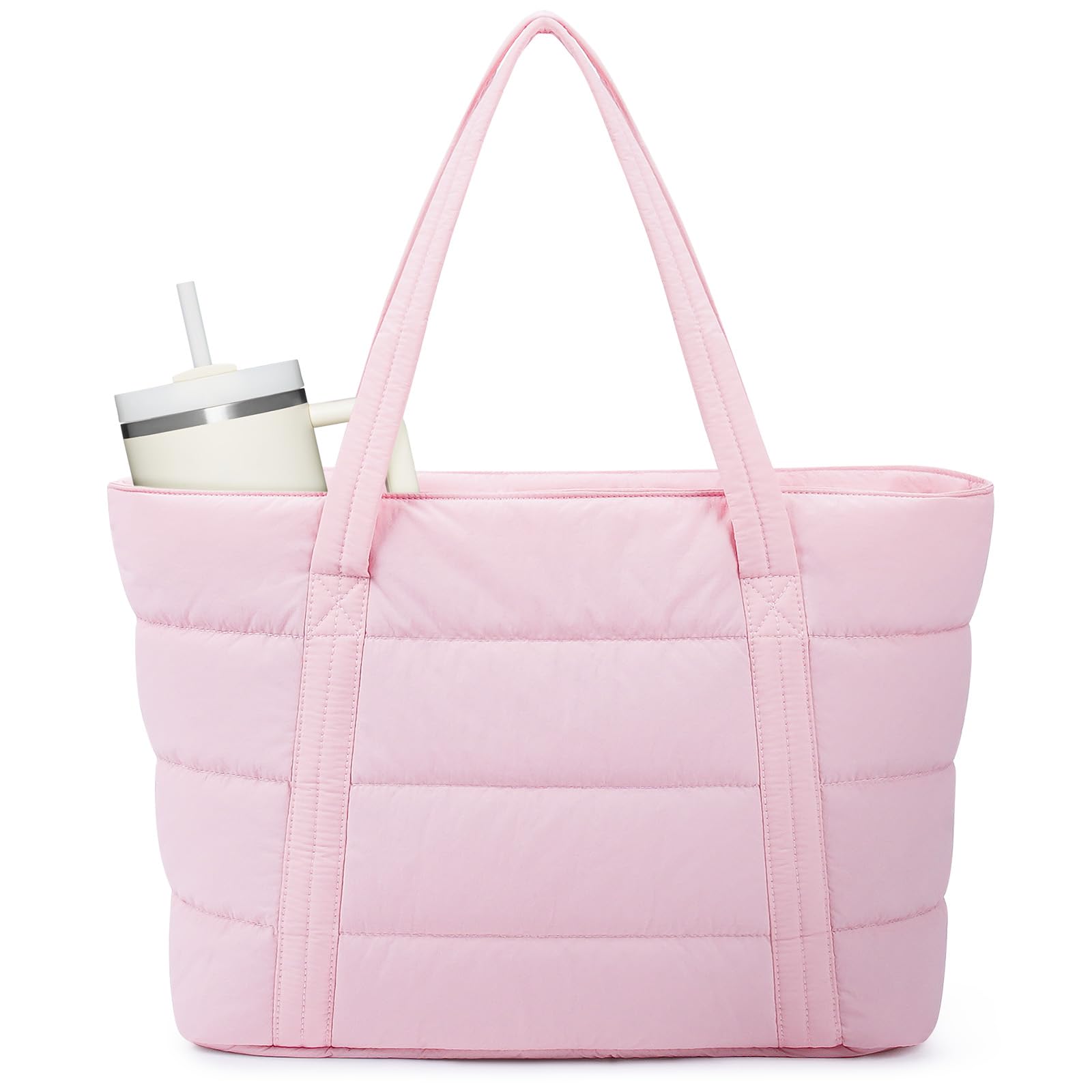 Narwey Puffer Tote Bag for Women Girl, Puffy Travel Gym Shoulder Handbag