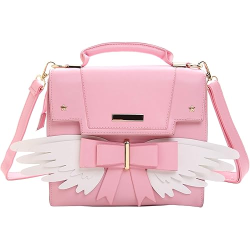 JHVYF Women's Cute Wings Bow Top Handle Cross Body Shoulder Bags Girls Kawaii Handbag