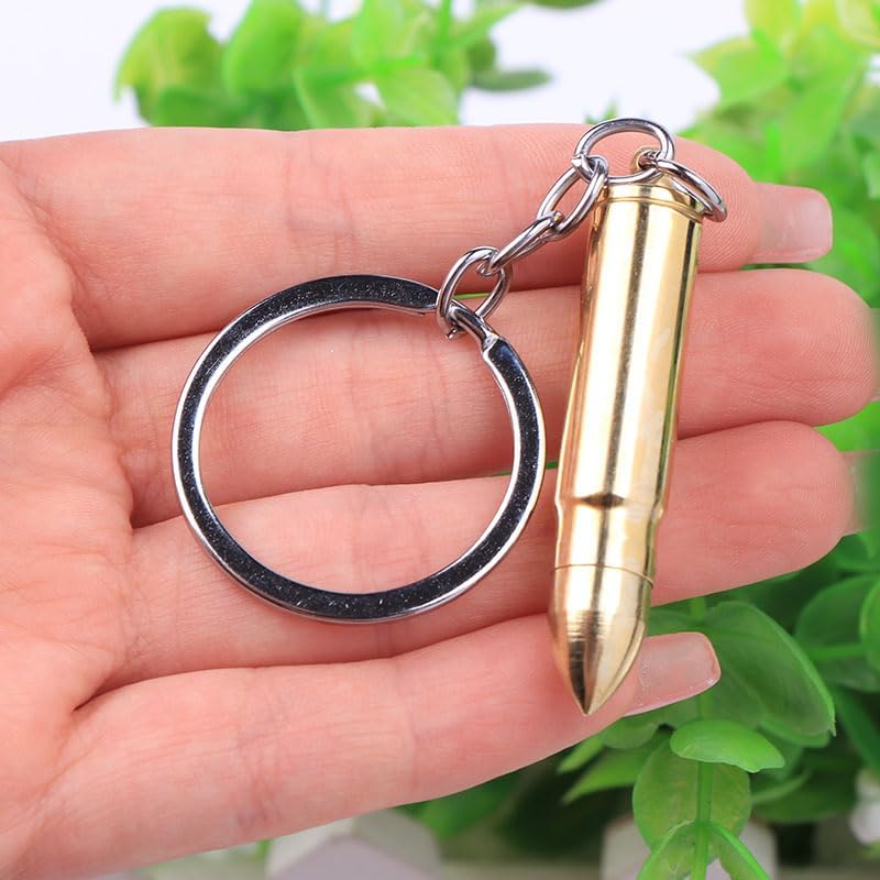 Miniatura 6 de Llavero de tabaco de bala falsa de 4 piezas, compartimento oculto, cuchara, almacenamiento secreto, Oro