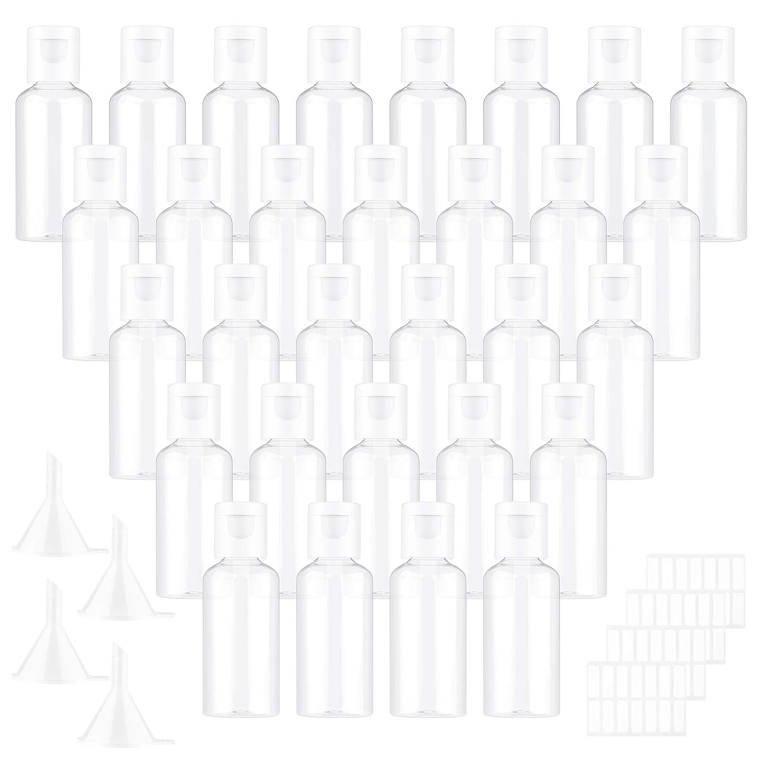 Aneco 30 Pieces Transparent Flip Cap Bottles Clear Travel Containers Plastic Empty Squeeze Bottles for Travel or Cosmetic, 30 ml