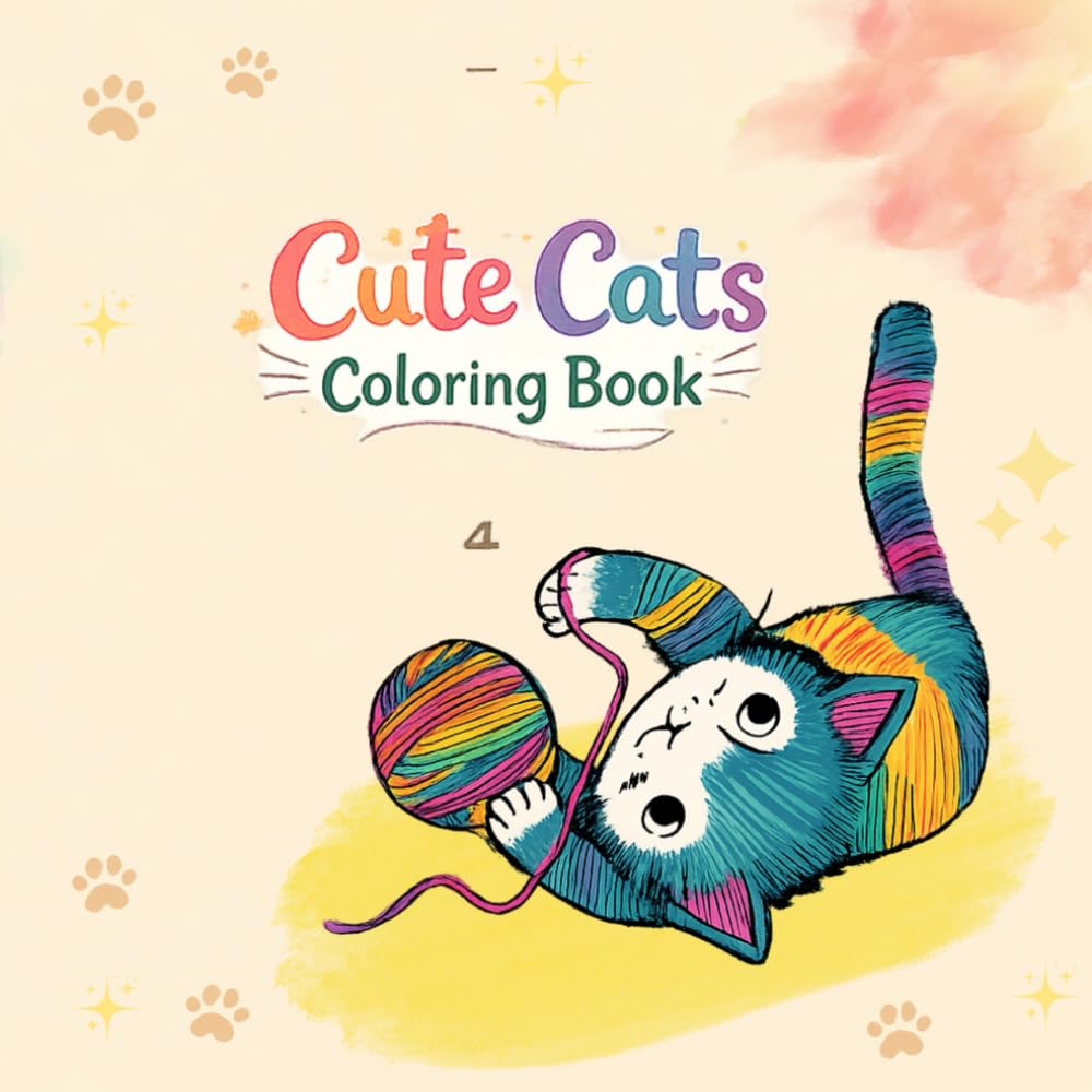 Cute Cats Coloring Book: Adorable Cats to Color – A Fun and Relaxing Coloring Book for Kids and All Ages