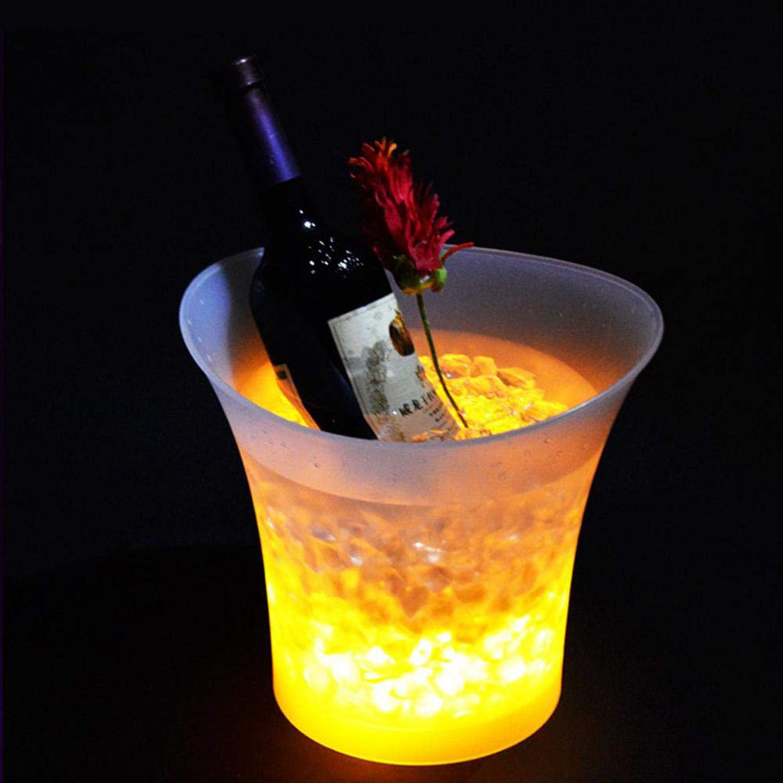LED Eiskübel, 5L LED Sektkühler mit Multi-Farbwechsel für Party Heim Bar Club Thema, Wasserdichter Getränkebehälter Champagner Wein Bier Getränke Eiskübel - Batteriebetrieben (2 Stück)