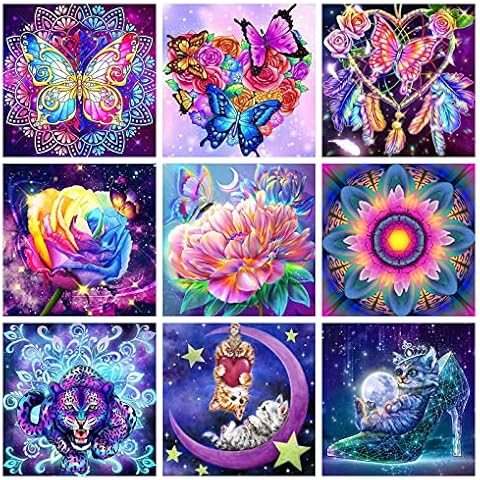Pehciroe 9 Pack Diamond Painting Kits for Adults Diamond Art Kits for Kids Beginner Full Drill Gem Art Painting for Home Wall Decor 30X30 CM Cover