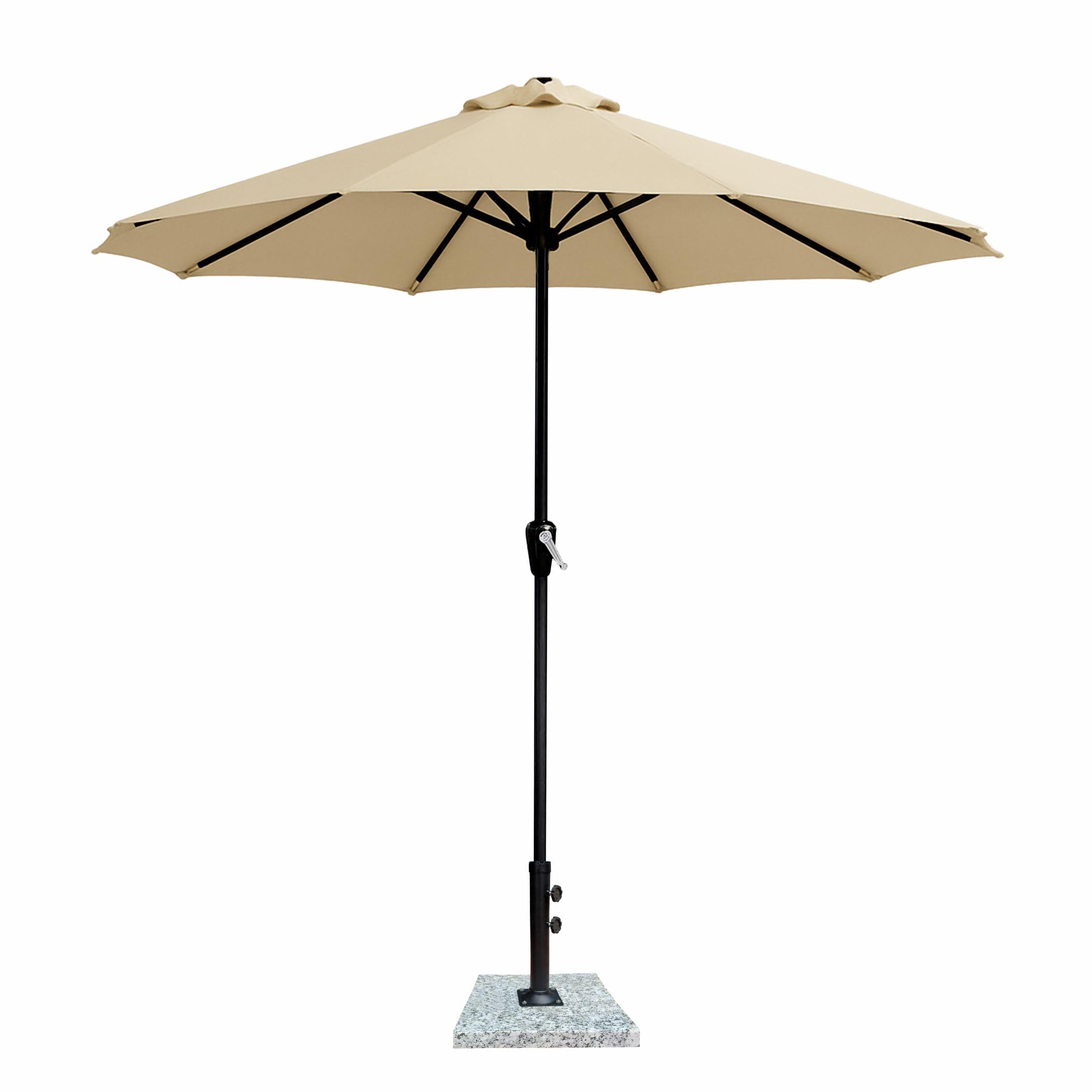 7 star DECOR 9ft Centre Pole Garden Umbrella with 14kg Base – Waterproof UV-Proof Outdoor Umbrella for Balcony, Terrace, Lawn (Khaki, Large)-image-1