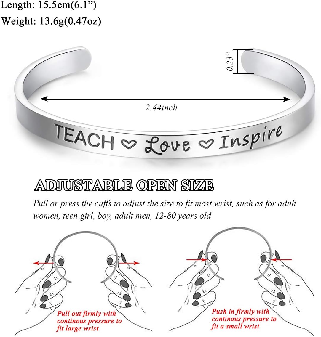 CERSLIMO Teacher Thank You Gifts for Women - Bracelet Cuff Bangle for Christmas, Graduation, Appreciation, Back to School, End of Year, Retirement - From Students - Image 3