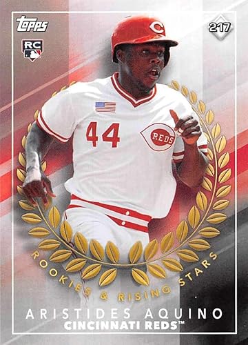 2020 Topps MLB Sticker Baseball #217 Aristides Aquino RC Rookie Cincinnati Reds Sticker Back #159 David Bote Chicago Cub MLB Baseball Peelable