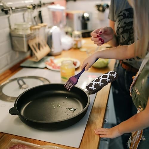 Miniatura 7 de 3 piezas de funda para mango de olla caliente para cocina, resistente al calor, soporte de manga de mango caliente, funda de hierro fundido, funda