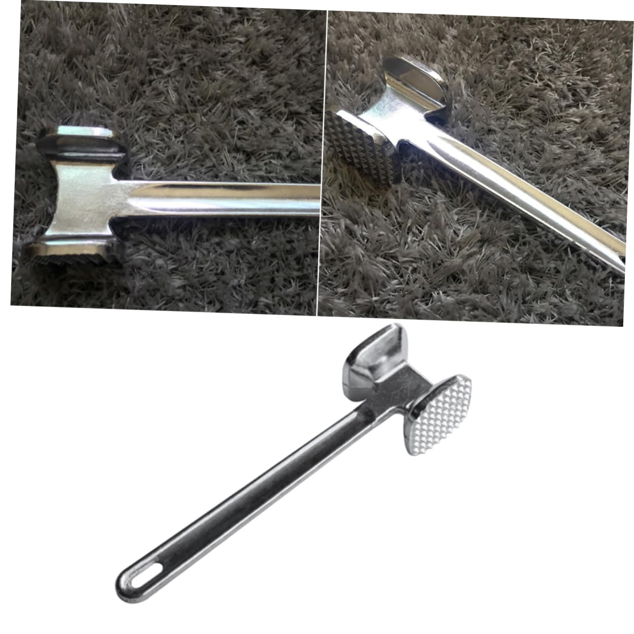 OFFSCH Steak Hammer Tenderizer Kitchen Chicken Dual Side Meat Hammer Cooking Gadget Meat Tenderizing Tool Tenderizing Mallet Cooking Utensils Beef Double-sided Hammer Food Hammer Silver