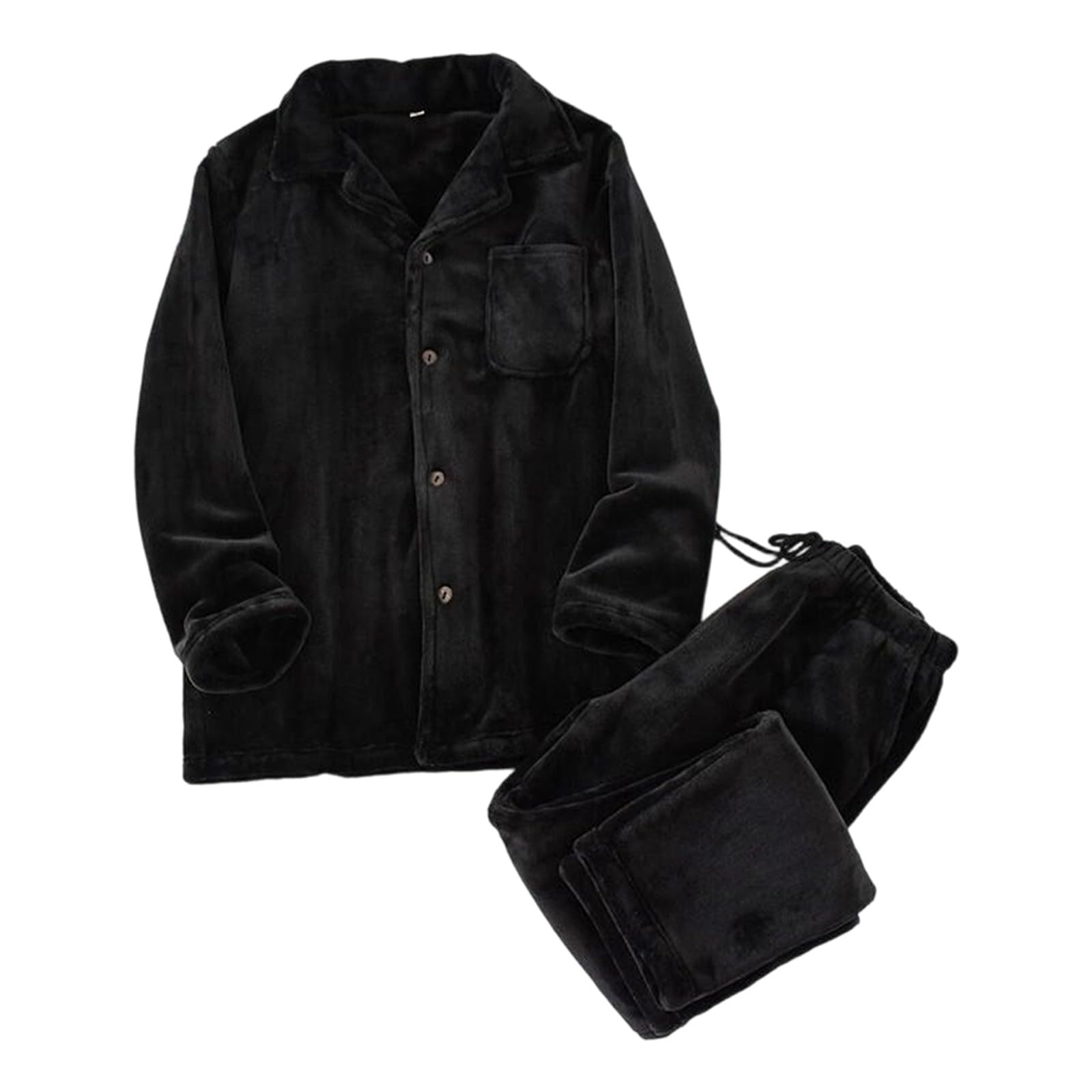 Generisch Pijama de franela para hombre, largo de invierno, conjunto de pijama largo de dos piezas, ropa de dormir de forro polar, conjunto de pijama cálido, conjunto de pijama de 2 piezas, parte