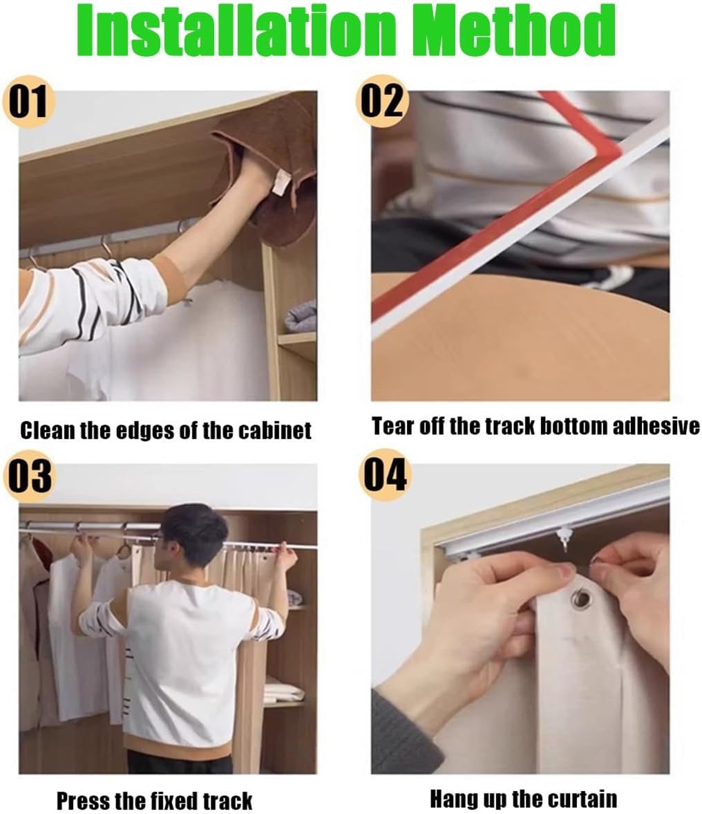 Cotton Linen Cabinet Curtains for Kitchen, Dust-Proof Shades for Closets, Hanging Under Sink Curtain Cupboard Door Cover for Storage Room(120cm*90cm)