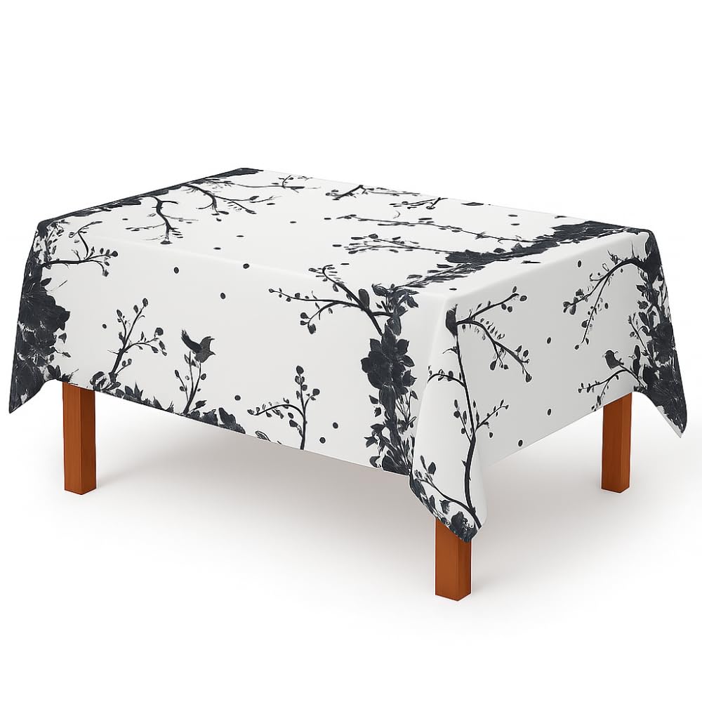 Essence Haven Midnight Waterproof Oilcloth Tablecloth – 137x274 cm (54x108 in) Rectangular – Wipe-Clean PVC Dining Table Cover for Kitchen, Garden, BBQs and Parties