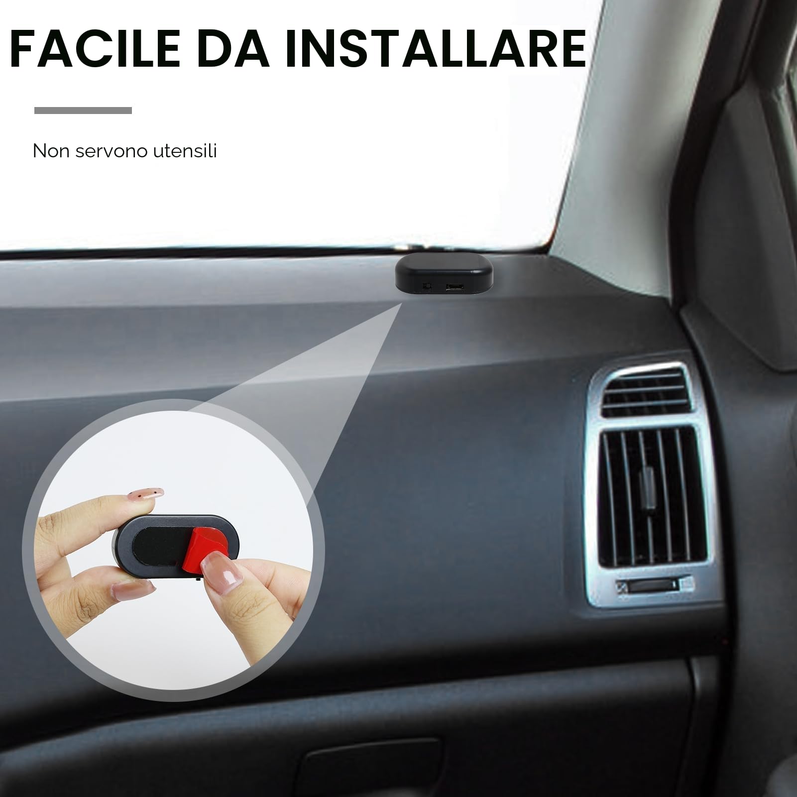 Antifurto Luci LED Segnalazione Flash Lampeggiante Solar Power Simulato Allarme Per Auto USB Rosso