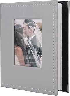 RECUTMS 100 Pocket Album 4x6 Small Photo Albums 100 Vertical photo Album Wedding Album Family Baby Girl Anniversary Graduation Picture Book Travel Albums (Grey)