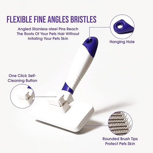 Miniatura 6 de Cepillo suave autolimpiante, cepillo suave para perros de piel sensible, para perros grandes y razas grandes, para eliminar el pelo suelto,