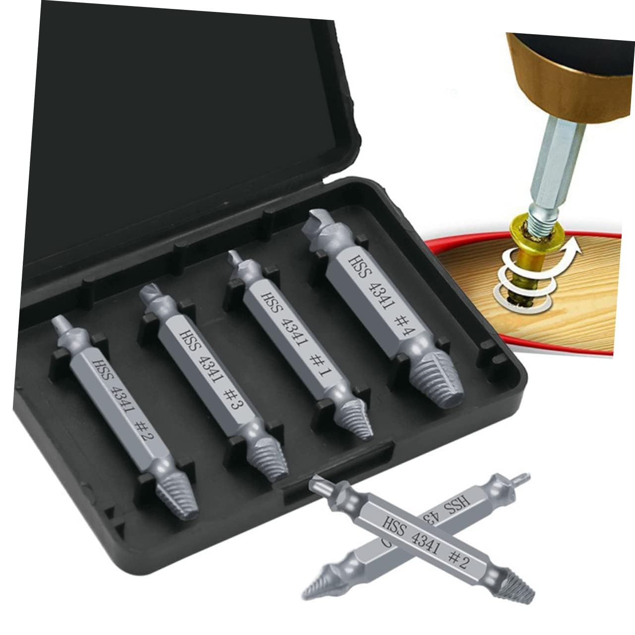 DIVUE 4 PCS Screw Extractor High Speed Steel Set | Unique Gadget Speed Out Bits Guide Set | Broken Stripped Screws Bolt Remover Tool Drill Bit Set for Screws between 3-12mm in Size (B0D9YNJRHX) Amazon Price History, Amazon Price Tracker