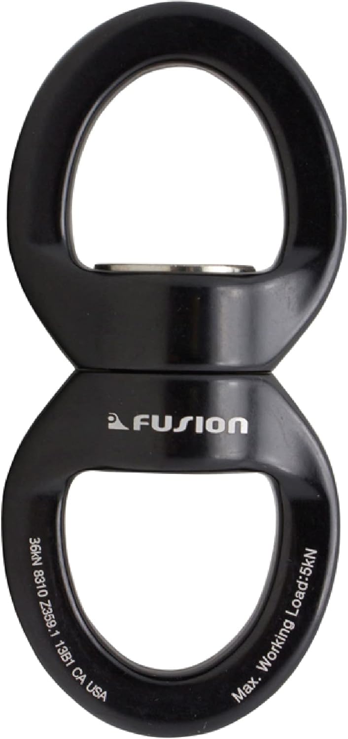 Fusion Climb Delta Swivel - Safest Rotational Device Hanger for Web Tree Swing, Therapy Swing, Aerial Dance, Rock Climbing, Hanging Hammocks (FP-8300-BLKBLK)
