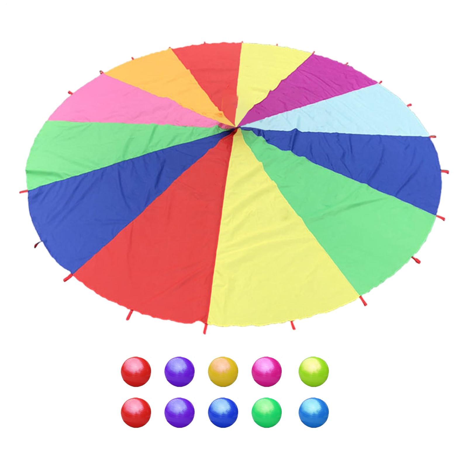 Kids Parachute - Cooperative Group Juego De, Juego De Paracaídas Multicolor con Pelotas | De Paracaídas De Gimnasia De 6 Pies, Actividades De Coordinación De Trabajo En Equipo De