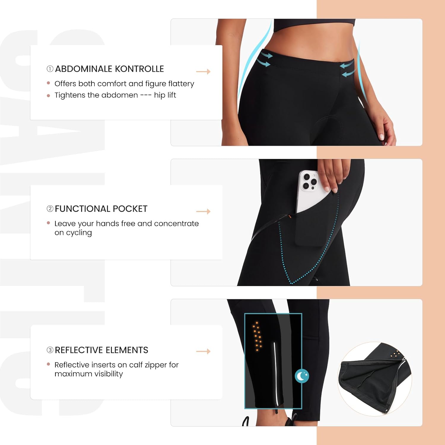 Santic Winter Women's Cycling Pants 4D Padded Windproof Fleece Lined Bike Leggings Tights - Image 5