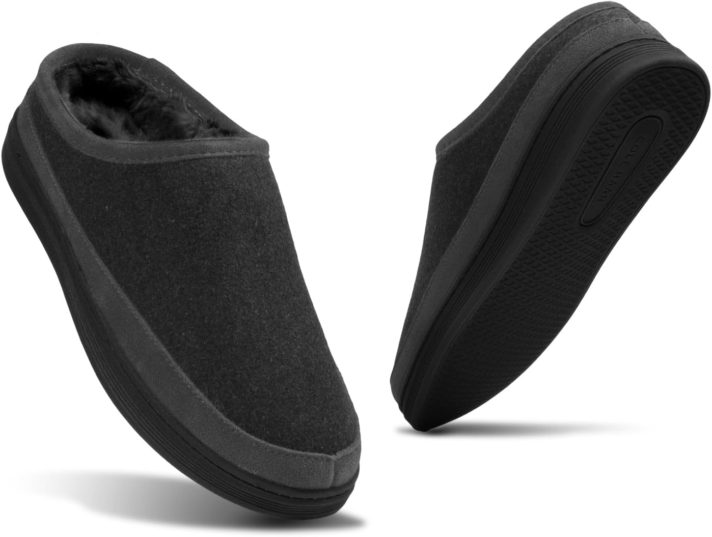 Cole Haan Men’s Indoor-Outdoor Clogs - Soft Slip-On Slippers, Cushioned Insole, Wool Upper, Durable Sole Comfortable Fit