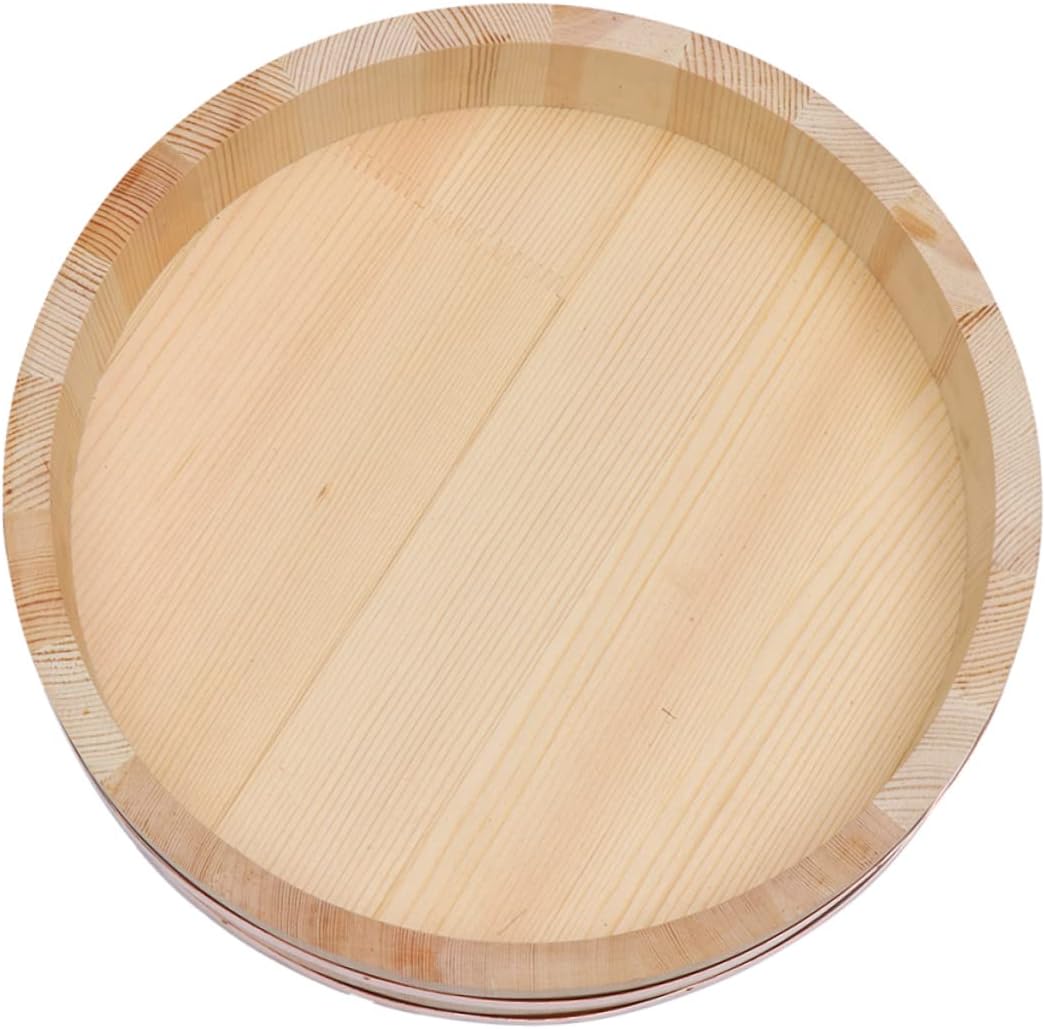 Wooden Sushi Rice Mixing Bowl Set Traditional Hangiri Style for Sushi and Bibimbap 10-inch Diameter Sturdy Cypress Material for Home Chefs and Japanese Cuisine