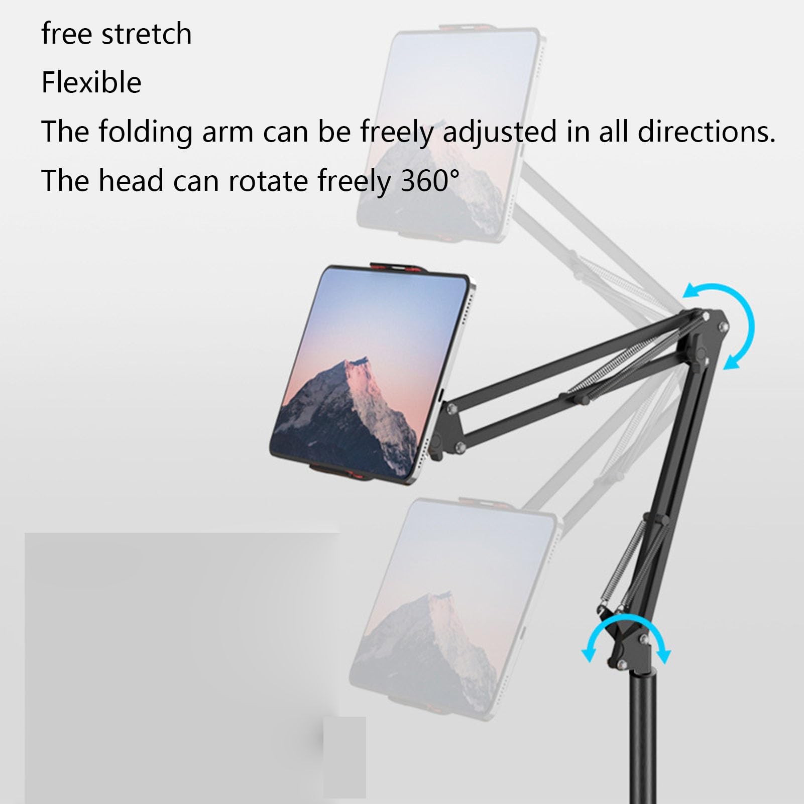 Tablet Bodenständer, Verstellbarer Universeller 360 Grad Drehbarer Tablet-Halter Aus Metall, Geeignet Für Wohnzimmer, Schlafzimmer, Universal Clip Für Mobiltelefone Und Tablets: 15–22cm ( Size : 30*20
