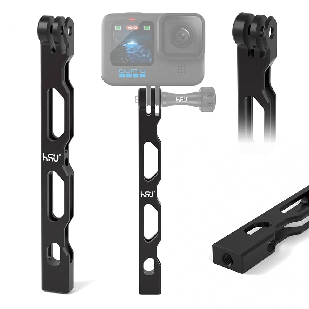 GoPro用三脚 純正 エクステンションアーム付き 黒 Amazon | HSU gopro 用アルミ 延長アーム 1/4穴付き カメラ
