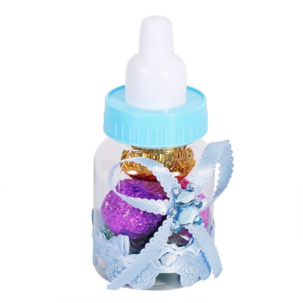 Hztyyier 50 Pièces Biberon Boîte à Bonbons en Plastique Fête Cadeaux Bouteilles de Lait pour Fête Faveurs Cadeaux Bébé Douche Décor(Bleu) Food Storage Packaging Food Storage Packaging