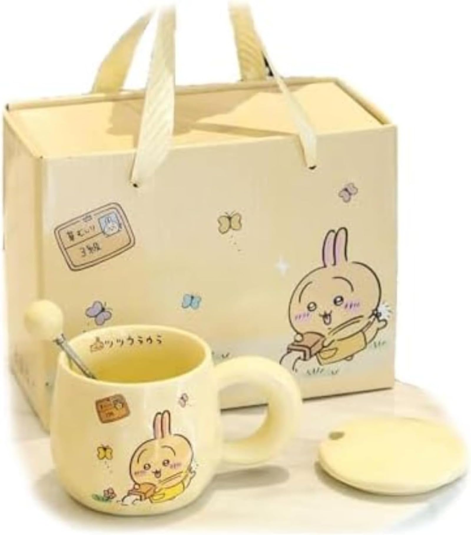 Kawaii Rabbit Porcelain Mug Cup With Lid 15oz Hot Cold Tea Coffee Gift Box
