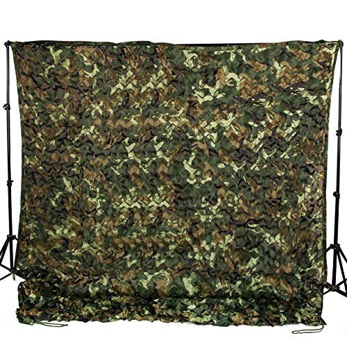 Ginsco 6.5ft x 10ft 2mx3m Woodland Camouflage Netting Desert Camo Net for Camping Military Hunting Shooting Blind Watching Hide Party Decorations (6.5x10ft (2Mx3M))