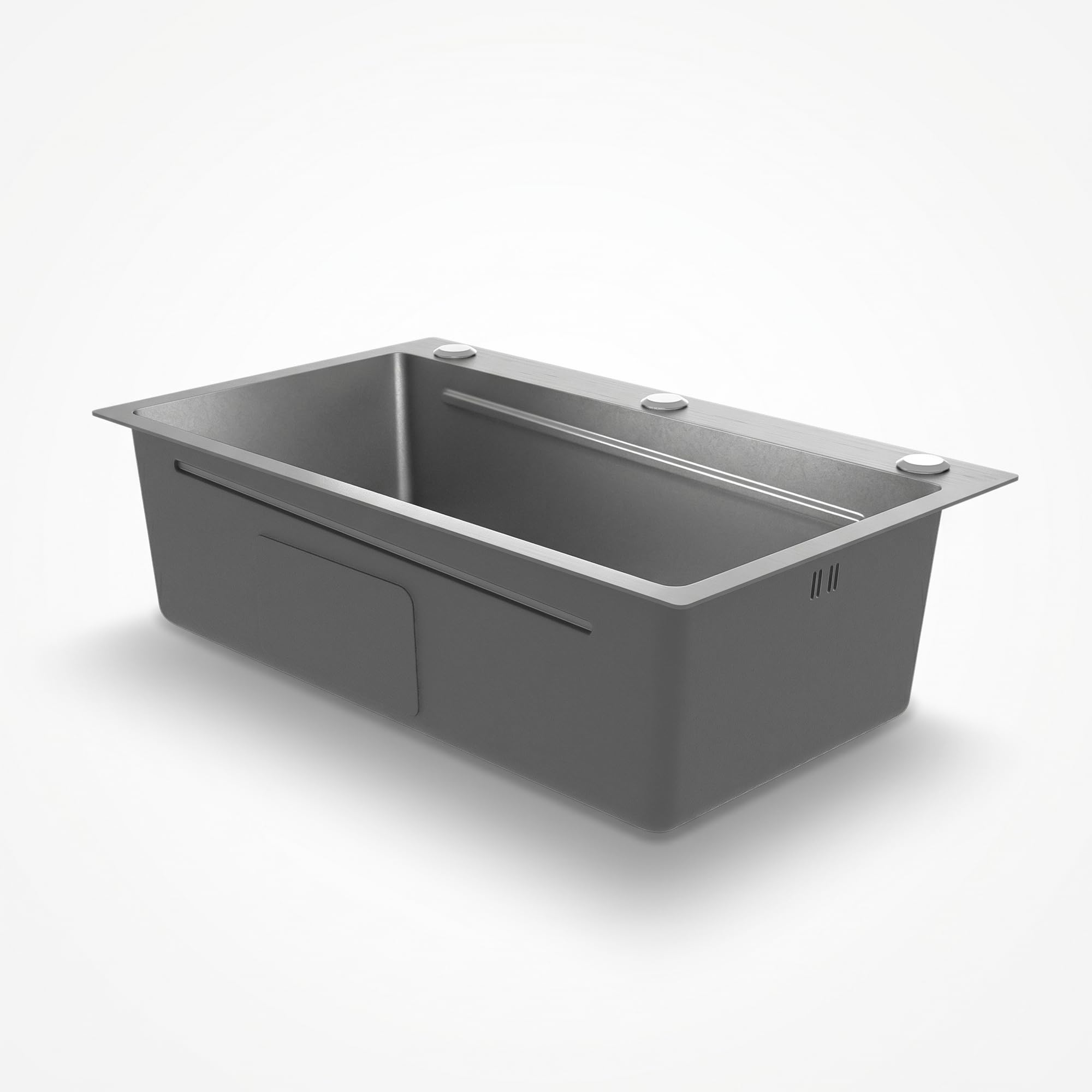 75 x 45 cm Fregadero empotrable de acero inoxidable con tabla de cortar, lavabo adicional y cesta colador, fregadero de cocina recubierto de PVD, construcción silenciosa, desagüe cascada y 3 orificios